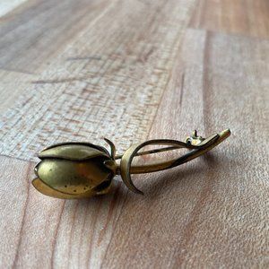 Antique Brass Rose Pin